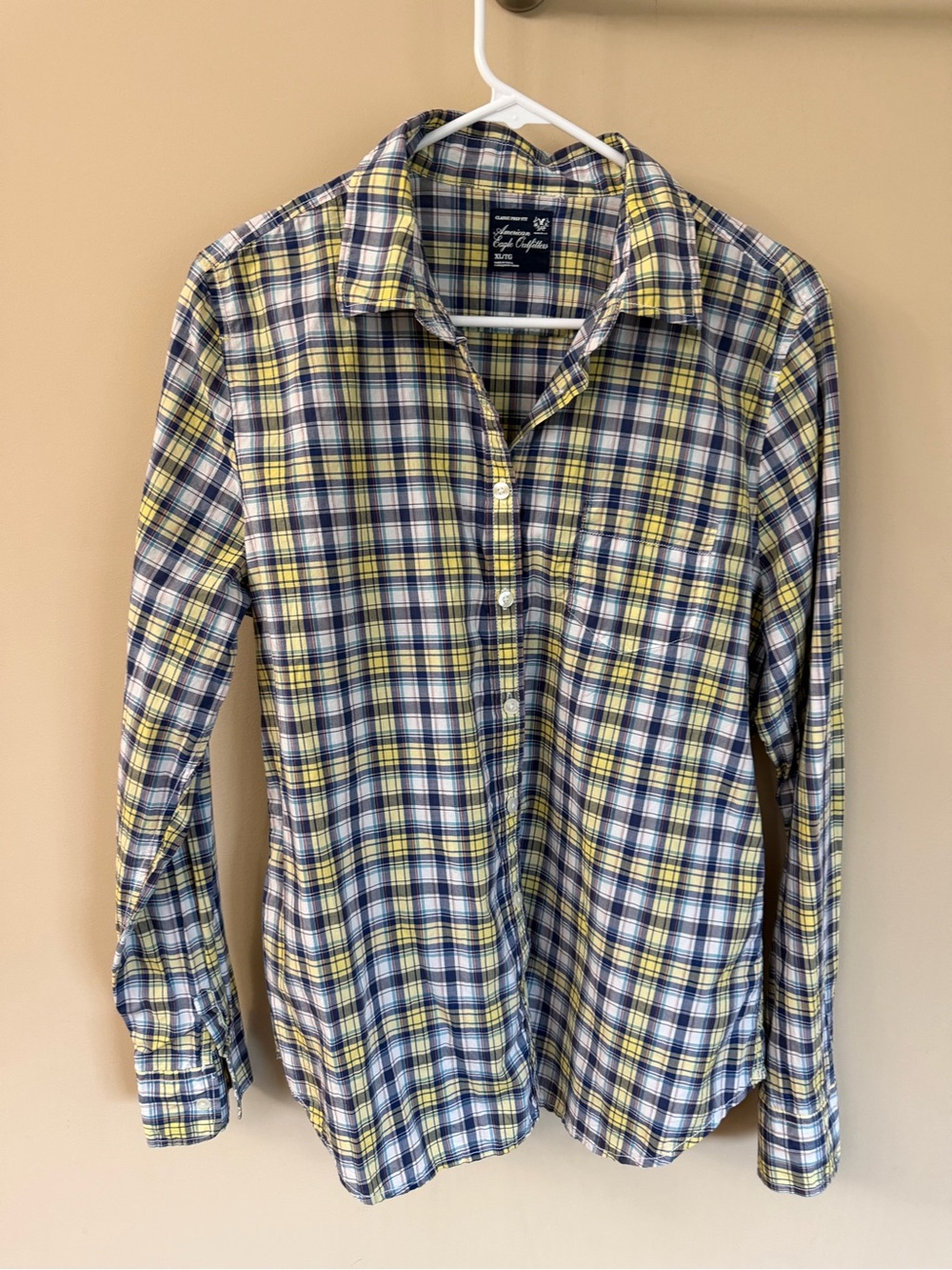 American Eagle Women’s Button Down Plaid Shirt, Size XL
